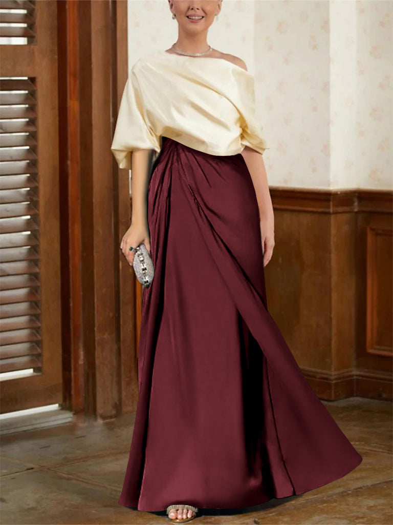 Mother of the Bride Cowl Neck A-Line Dresses with Half Sleeves-BMbridal