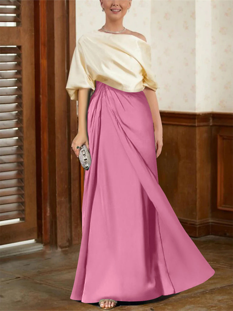 Mother of the Bride Cowl Neck A-Line Dresses with Half Sleeves-BMbridal