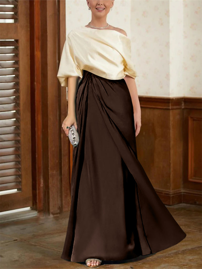 Mother of the Bride Cowl Neck A-Line Dresses with Half Sleeves-BMbridal