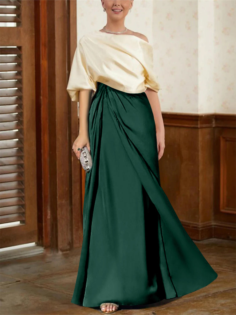 Mother of the Bride Cowl Neck A-Line Dresses with Half Sleeves-BMbridal