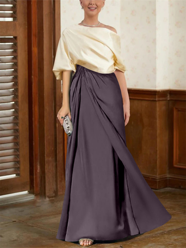 Mother of the Bride Cowl Neck A-Line Dresses with Half Sleeves-BMbridal