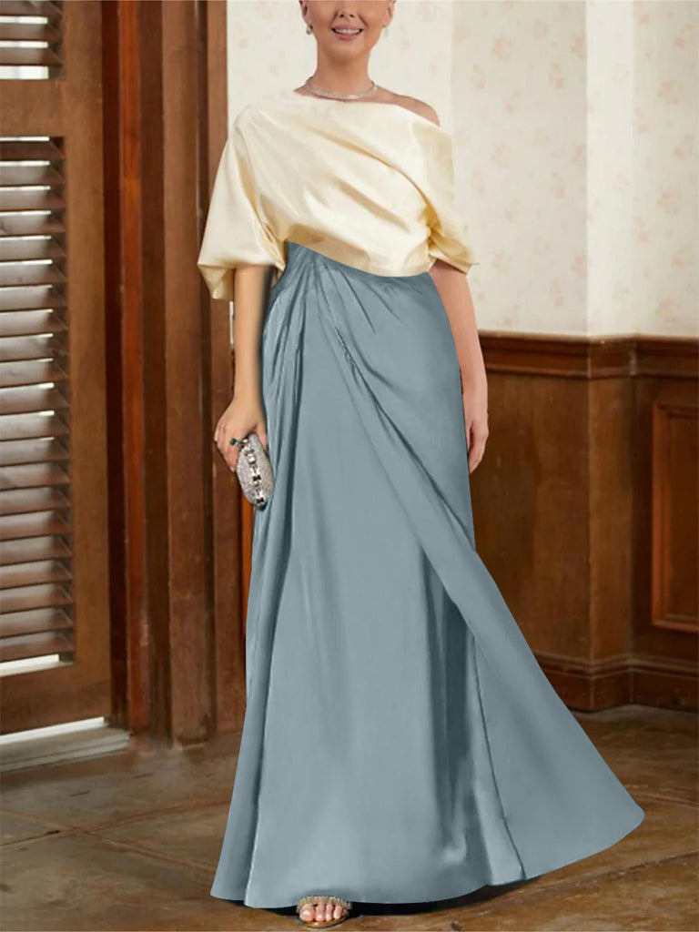Mother of the Bride Cowl Neck A-Line Dresses with Half Sleeves-BMbridal