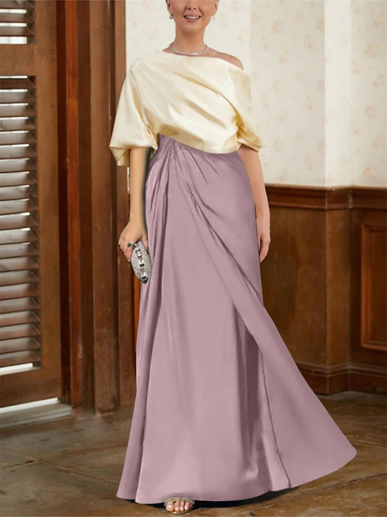 Mother of the Bride Cowl Neck A-Line Dresses with Half Sleeves-BMbridal