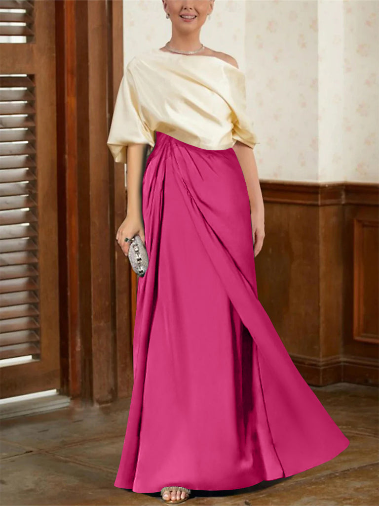 Mother of the Bride Cowl Neck A-Line Dresses with Half Sleeves-BMbridal