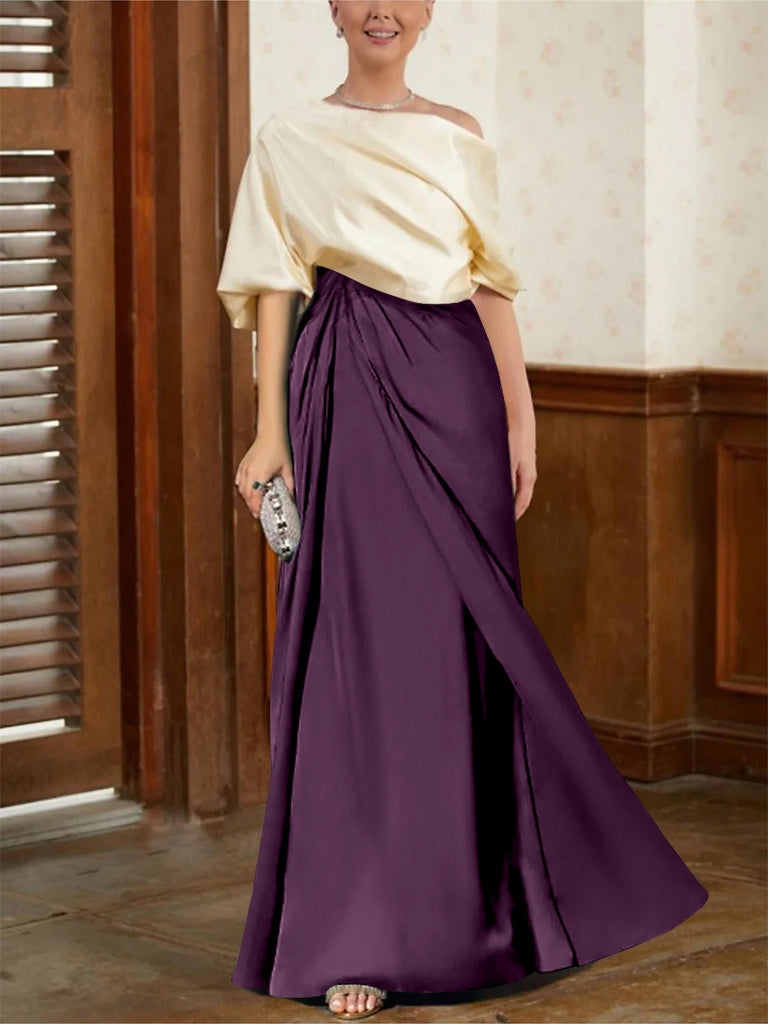 Mother of the Bride Cowl Neck A-Line Dresses with Half Sleeves-BMbridal