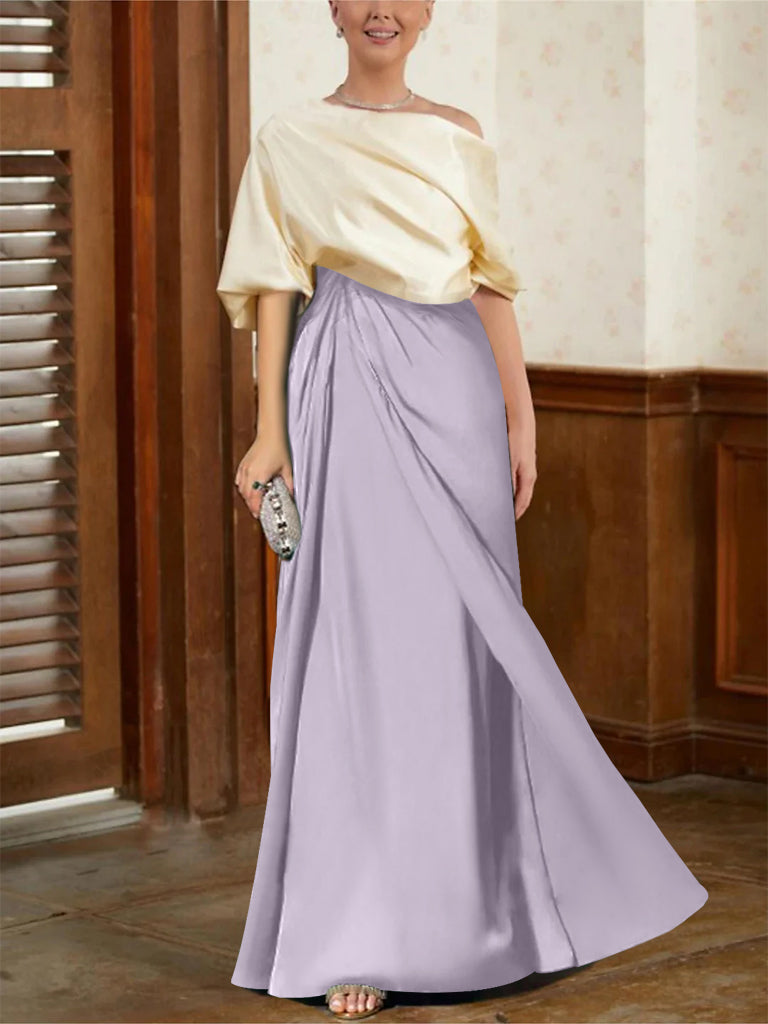 Mother of the Bride Cowl Neck A-Line Dresses with Half Sleeves-BMbridal