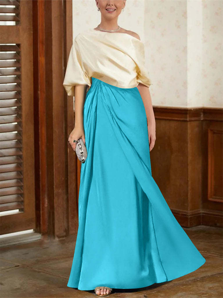 Mother of the Bride Cowl Neck A-Line Dresses with Half Sleeves-BMbridal