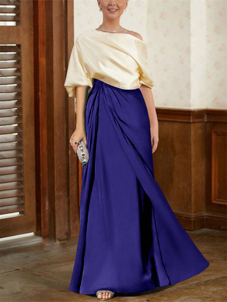 Mother of the Bride Cowl Neck A-Line Dresses with Half Sleeves-BMbridal