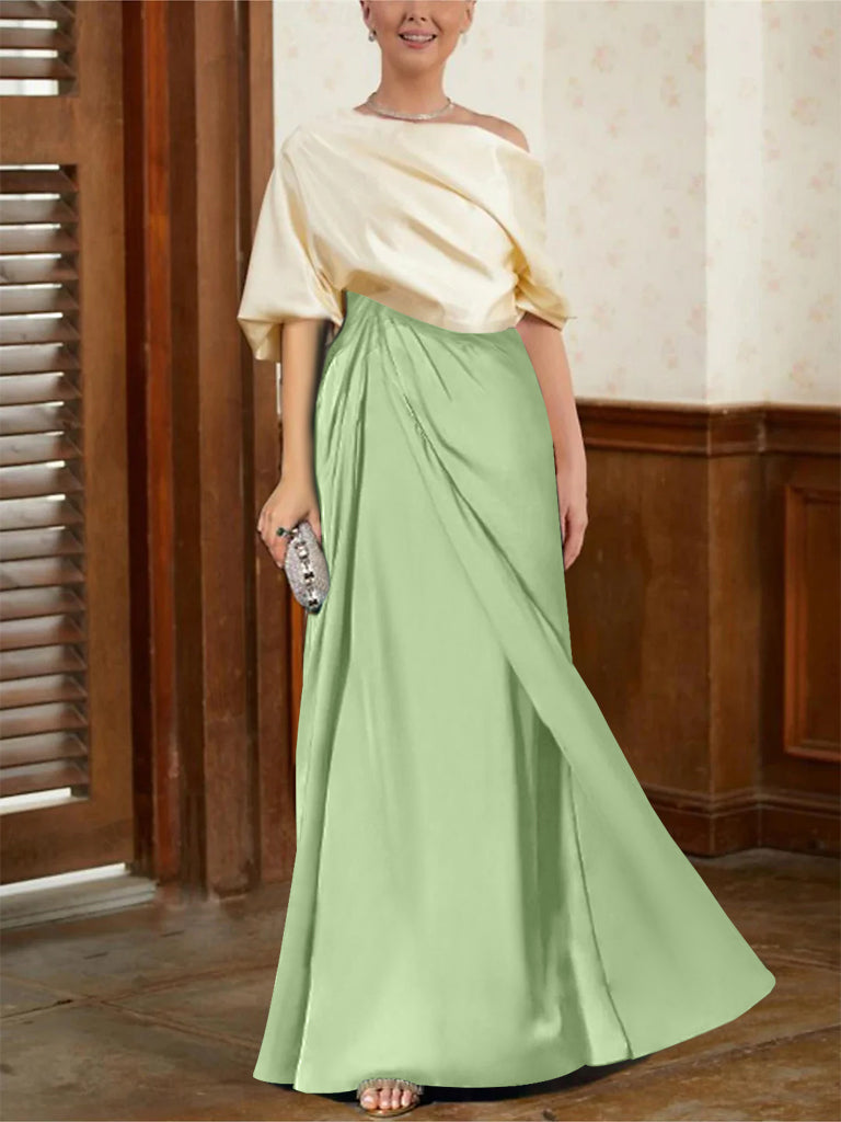 Mother of the Bride Cowl Neck A-Line Dresses with Half Sleeves-BMbridal
