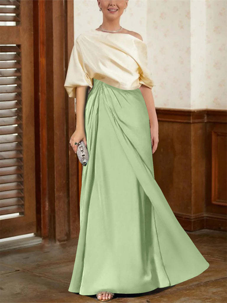 Mother of the Bride Cowl Neck A-Line Dresses with Half Sleeves-BMbridal
