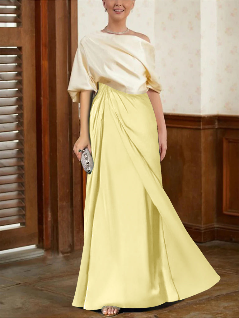 Mother of the Bride Cowl Neck A-Line Dresses with Half Sleeves-BMbridal
