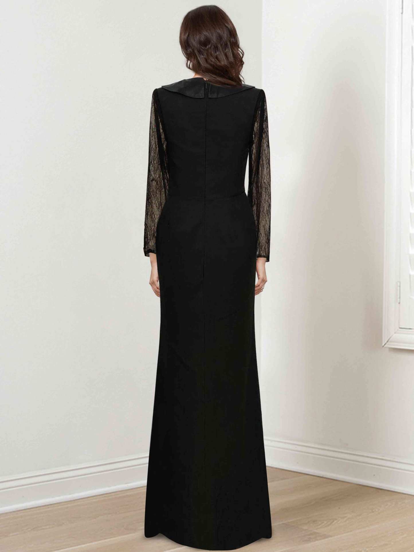 V-Neck Long Sleeve Mermaid/Trumpet Mother of the Bride Dress with Split-BMbridal