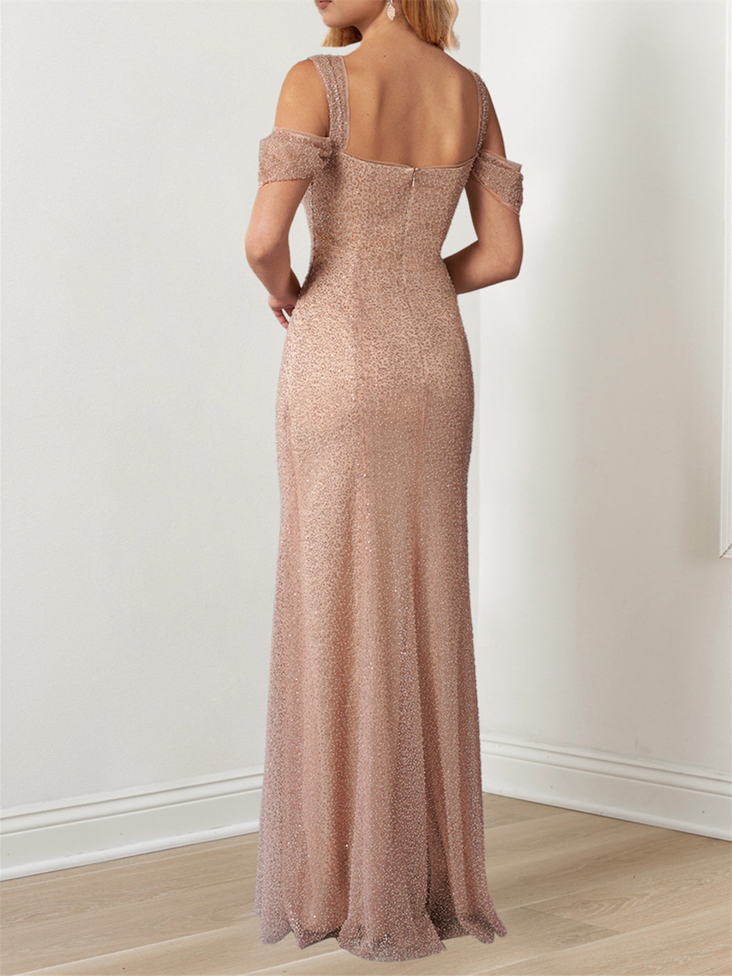 Evening Dresses with Off-the-Shoulder Draped Sleeves in A-Line/Princess Style-BMbridal