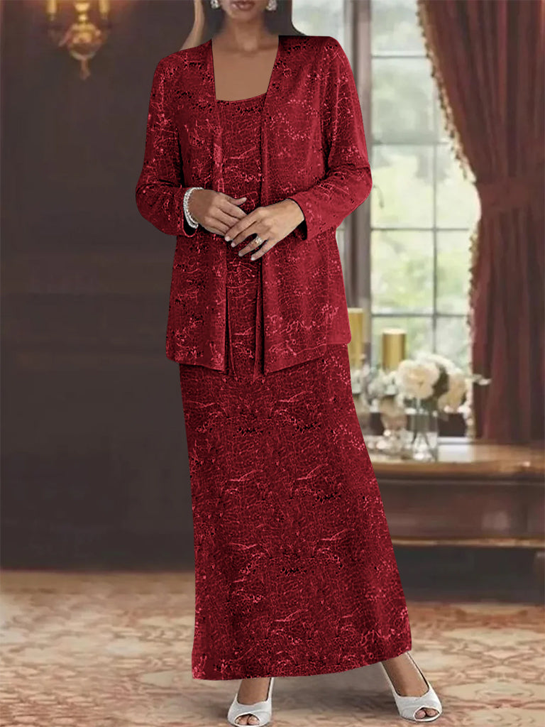 Ankle-length Chiffon Mother of the Bride Dress with Sequins and Jacket-BMbridal