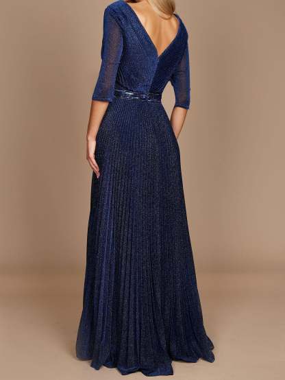 V-Neck A-Line Princess Gown with 3/4 Sleeves for the Mother of the Bride-BMbridal