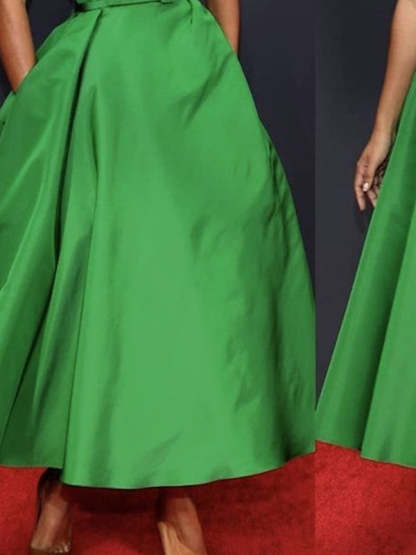 Off-Shoulder Sleeveless A-Line Ruched Ankle-Length Dress for the Mother of the Bride-BMbridal