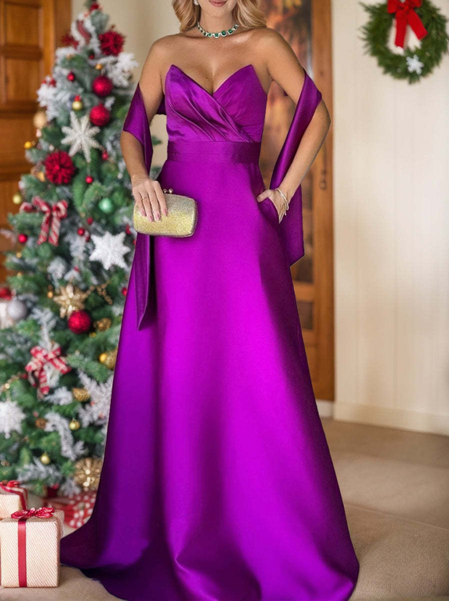 Pure Color Sleeveless Floor-Length A-Line Mother Of The Bride Dress With Sweetheart Neckline