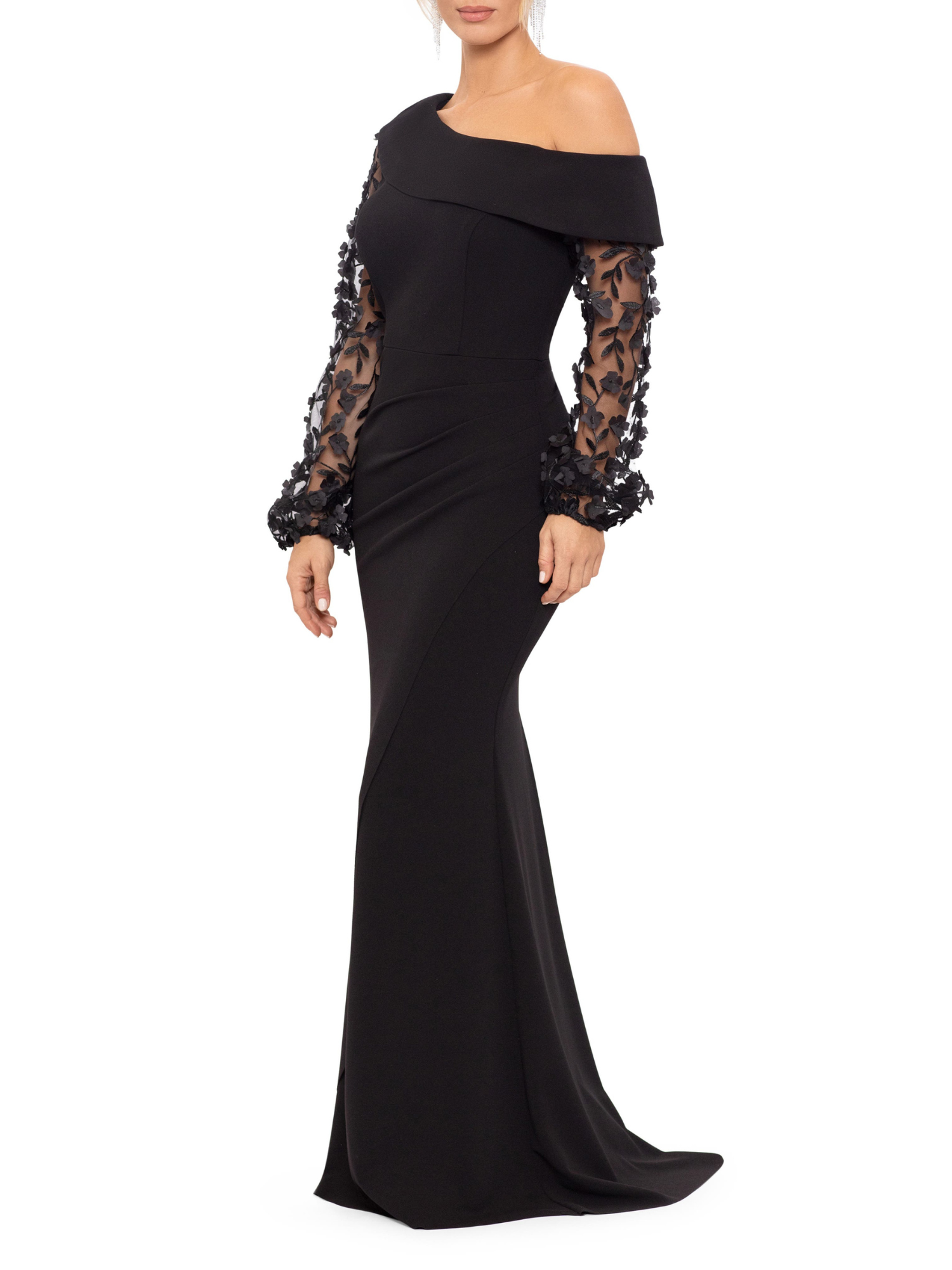 One-shoulder Trumpet/Mermaid Floor-Length Mother of the Bride & Groom Dress with Applique-BMbridal
