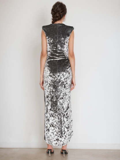 V-Neck Sleeveless Asymmetrical Sheath Dress with Ruffles for the Mother of the Bride