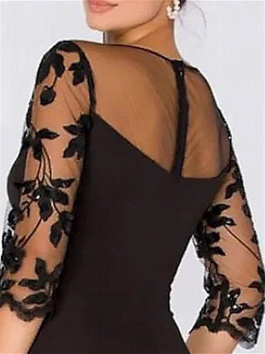 Sweetheart Princess A-Line Floor-Length Jumpsuit with 3/4 Sleeves and Applique for the Mother of the Bride