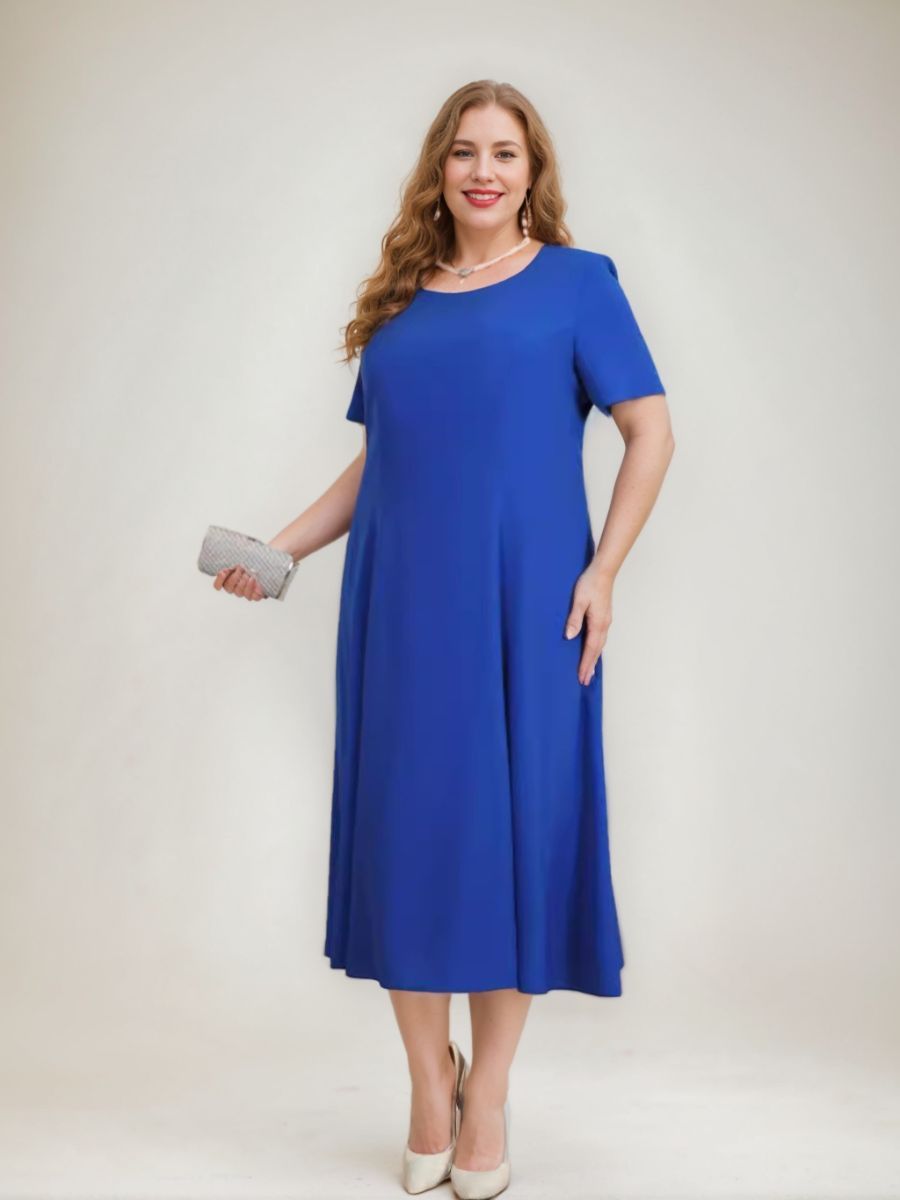 Plus Size Mother of the Bride A-Line/Princess Tea-Length Dress with 3/4 Sleeves Appliques & Jacket-BMbridal