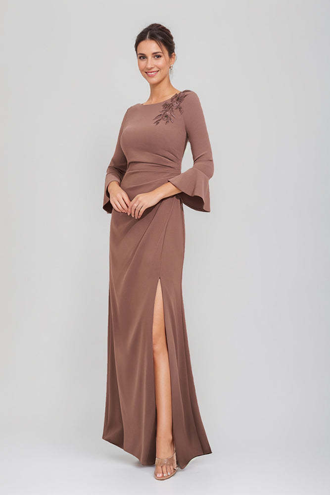 Scoop Neck Sheath/Column Dress for Mother of the Bride & Groom with Appliques and Side Split-BMbridal