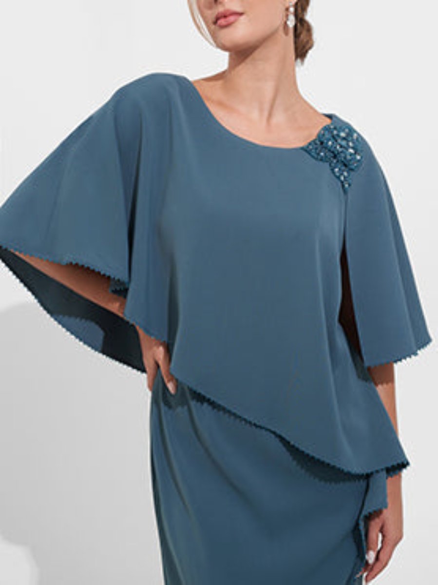 Scoop Neck Sheath/Column Dress for Mother of the Bride & Groom with Appliques and Beadings-BMbridal