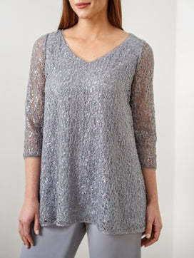 3/4 Sleeve V-Neck Chiffon Mother of the Bride Pantsuit with Sequins-BMbridal