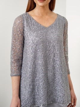 3/4 Sleeve V-Neck Chiffon Mother of the Bride Pantsuit with Sequins-BMbridal