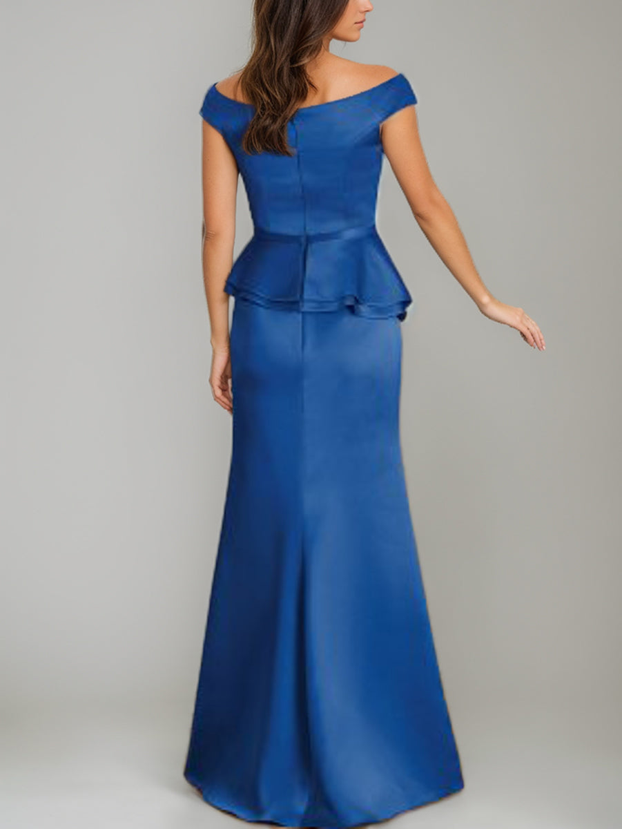 Off-the-Shoulder Mermaid/Trumpet Mother of the Bride Dresses with Rhinestone & Ruffles-BMbridal