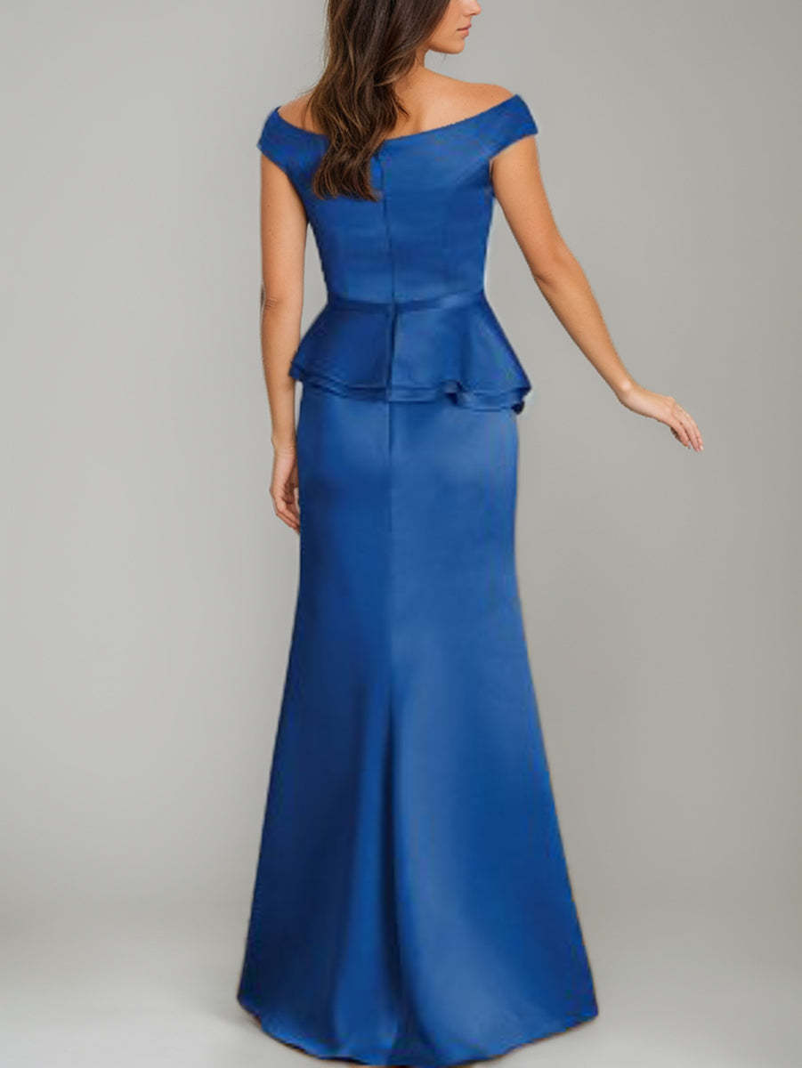 Off-the-Shoulder Mermaid/Trumpet Mother of the Bride Dresses with Rhinestone & Ruffles-BMbridal