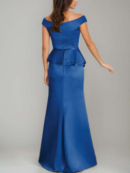 Off-the-Shoulder Mermaid/Trumpet Mother of the Bride Dresses with Rhinestone & Ruffles-BMbridal