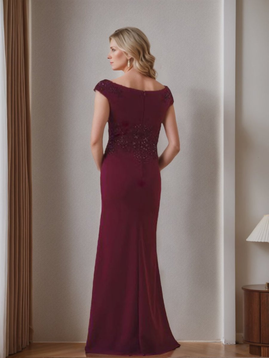 V-Neck Sleeveless Sheath/Column Mother Of The Bride Dresses Featuring Appliques-BMbridal