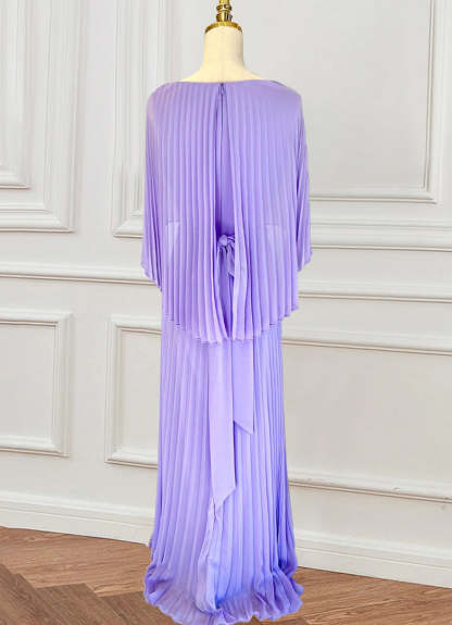 Scoop Neck Half-Sleeve Sheath/Column Dress with Pleats & Cape for Mothers of the Bride & Groom-BMbridal