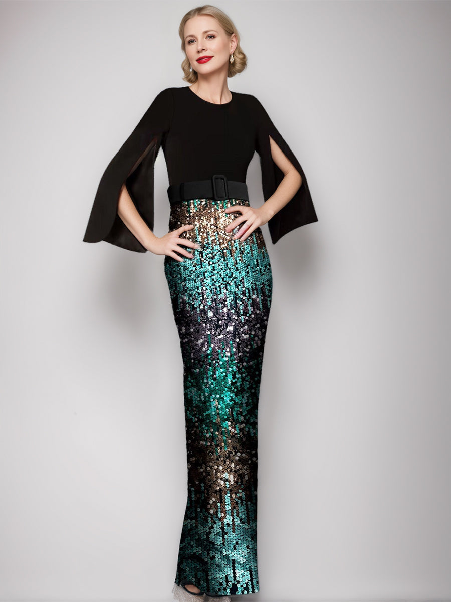 Retro Floor-Length Trumpet/Mermaid Gown with Belt for Mothers of the Bride & Groom