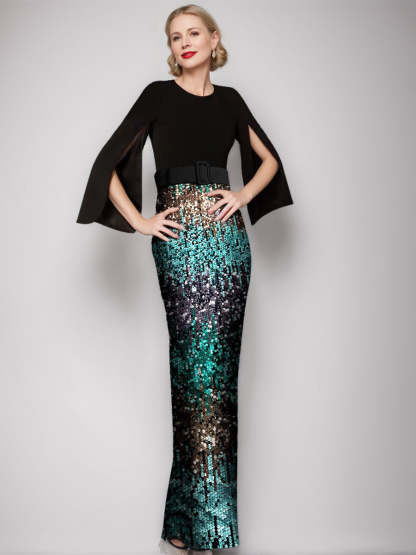 Retro Floor-Length Trumpet/Mermaid Gown with Belt for Mothers of the Bride & Groom