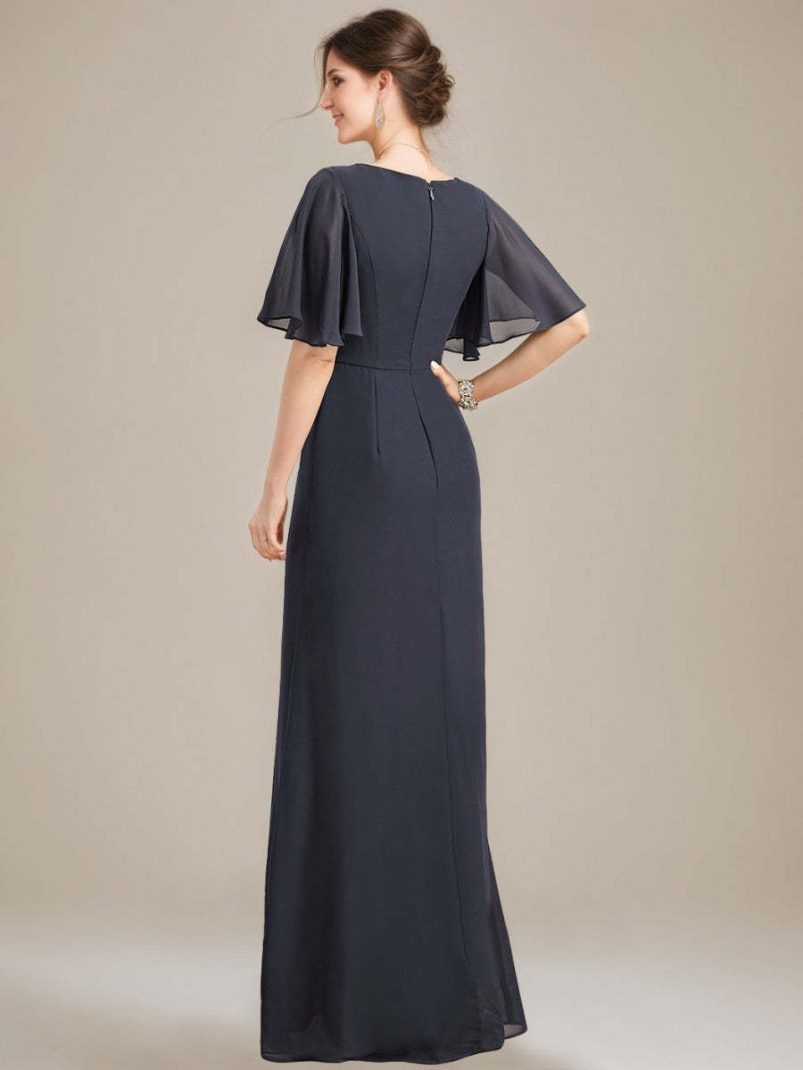 Princess A-line Jewel Neck Floor-Length Mother of the Bride Dress with Ruffles Crystals and Beads