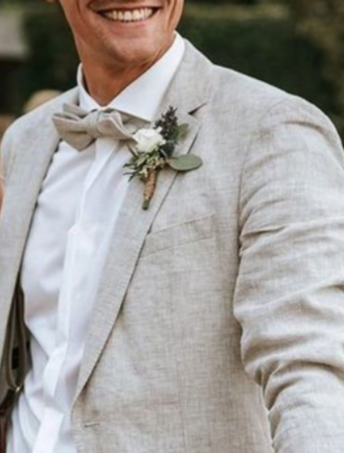 Two-Piece Men's Linen Suit In Solid Colors Tailored Fit With Single Breasted Two-Button Design-BMbridal