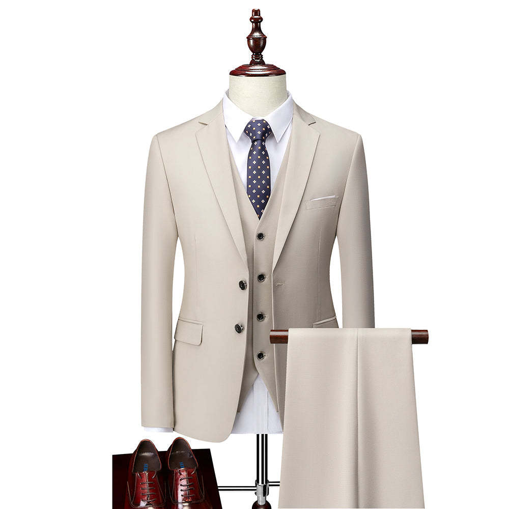 Men's Tailored Fit Single Breasted 3-Piece Wedding Suit In Blue Ivory Purple Burgundy White Green And Black-BMbridal