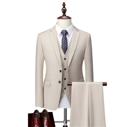Men's Tailored Fit Single Breasted 3-Piece Wedding Suit In Blue Ivory Purple Burgundy White Green And Black-BMbridal