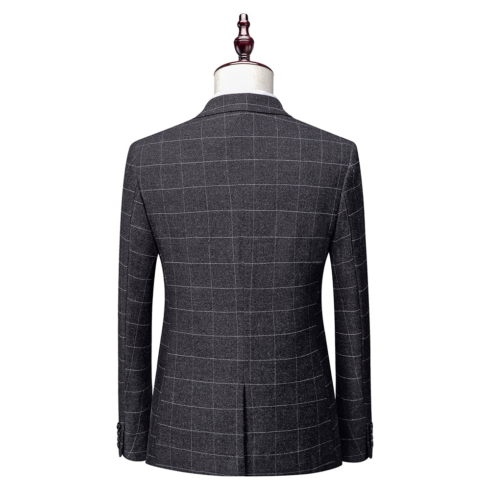 Men's Plaid Wedding Suit In Tailored Fit With Single Breasted Two-Button Design 3 Pieces-BMbridal
