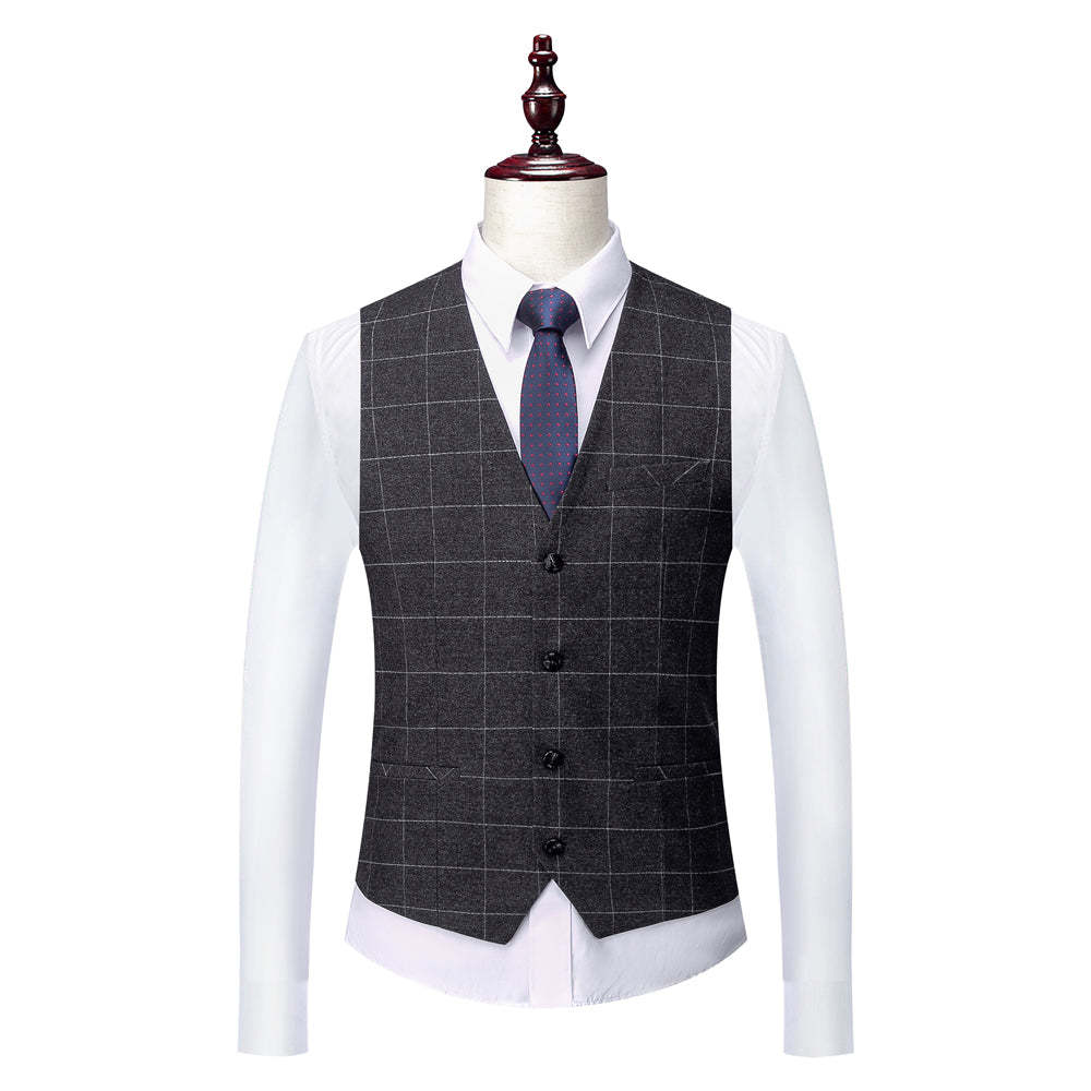 Men's Plaid Wedding Suit In Tailored Fit With Single Breasted Two-Button Design 3 Pieces-BMbridal