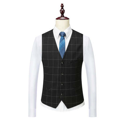 Single-Button Tailored Plaid Wedding Suit For Men 3-Piece Set-BMbridal