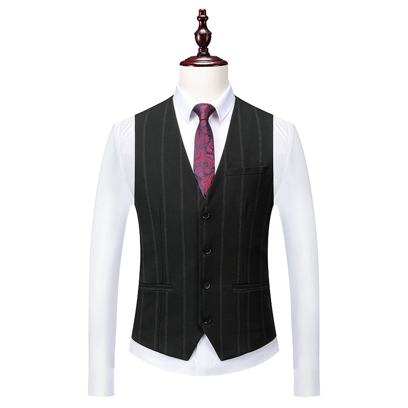 Single-Button Striped Wedding Suit For Men Tailored Fit In Three Pieces-BMbridal