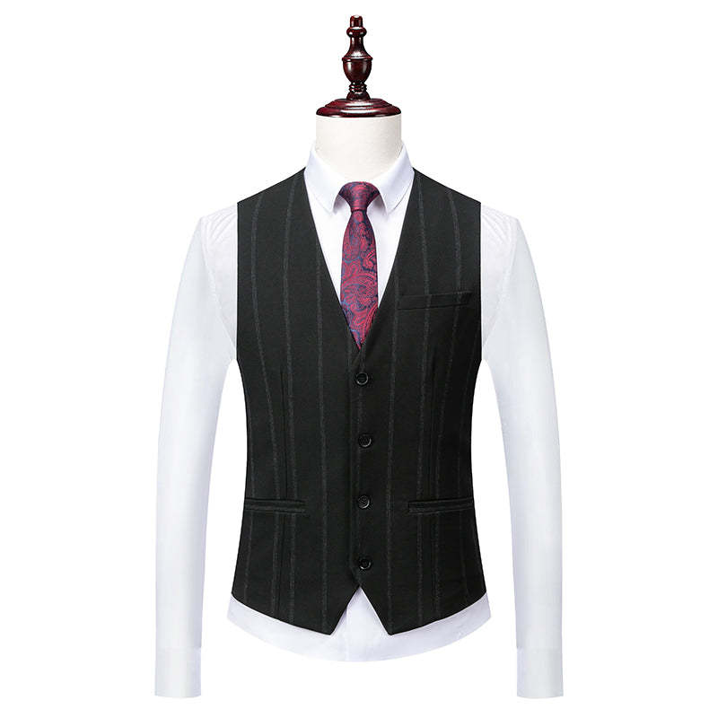 Single-Button Striped Wedding Suit For Men Tailored Fit In Three Pieces-BMbridal
