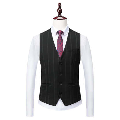 Single-Button Striped Wedding Suit For Men Tailored Fit In Three Pieces-BMbridal