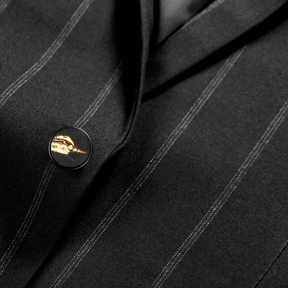 Single-Button Striped Wedding Suit For Men Tailored Fit In Three Pieces-BMbridal