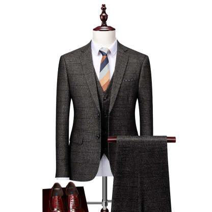 Men's Plaid Wedding Suit In Tailored Fit With Single Breast And Two Buttons-BMbridal