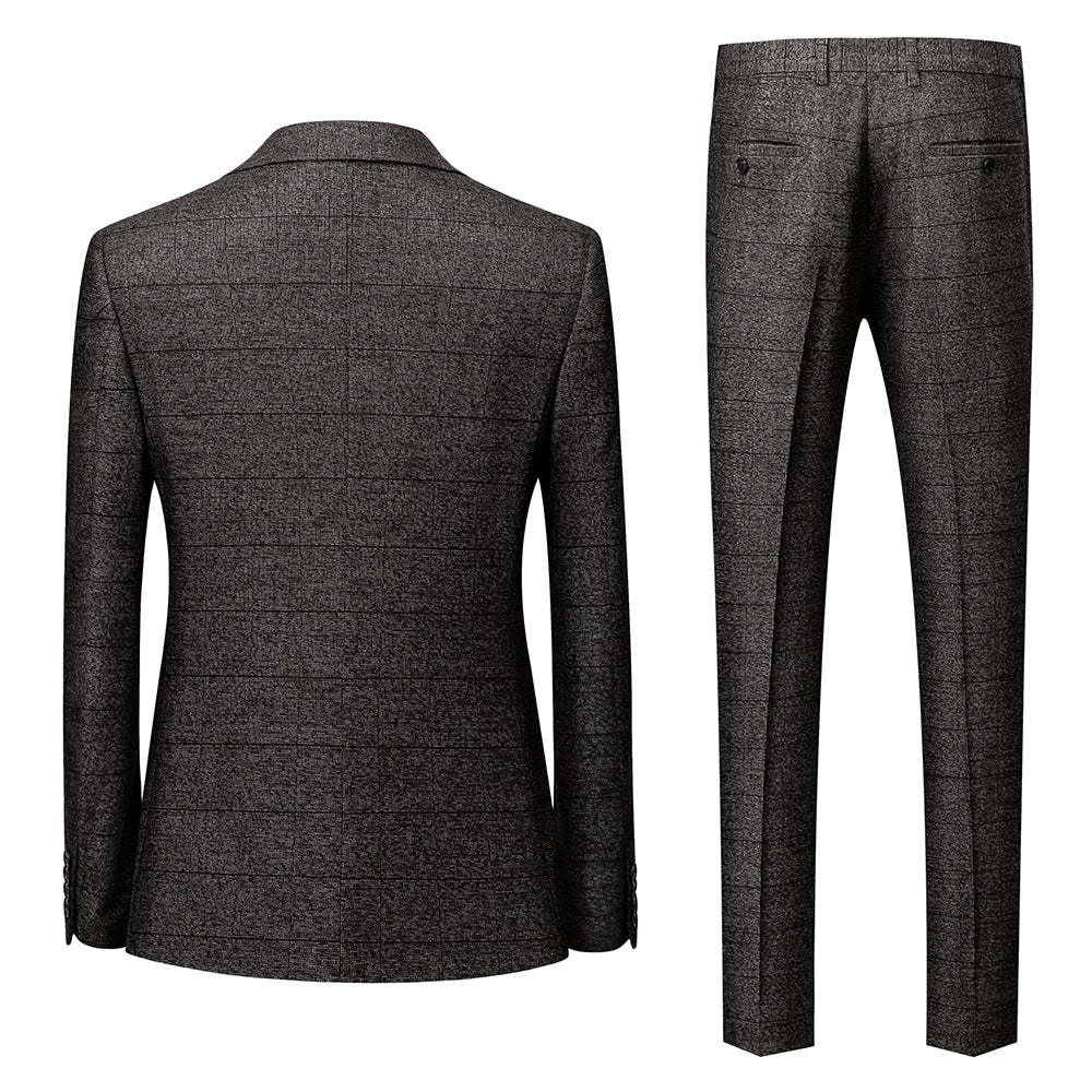 Men's Plaid Wedding Suit In Tailored Fit With Single Breast And Two Buttons-BMbridal