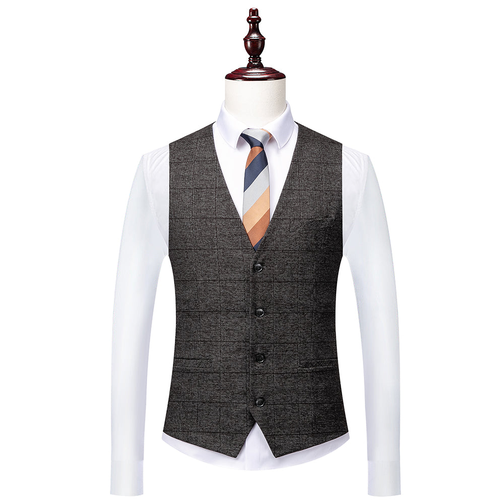 Men's Plaid Wedding Suit In Tailored Fit With Single Breast And Two Buttons-BMbridal